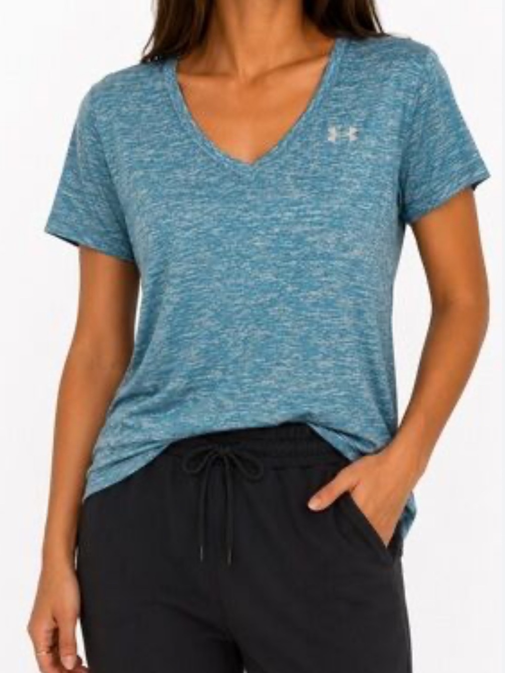 Under Armour UA Tech Twist V-Neck Short Sleeve Teal Active Tee S